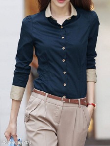 Women Turn Down Collar Shirt